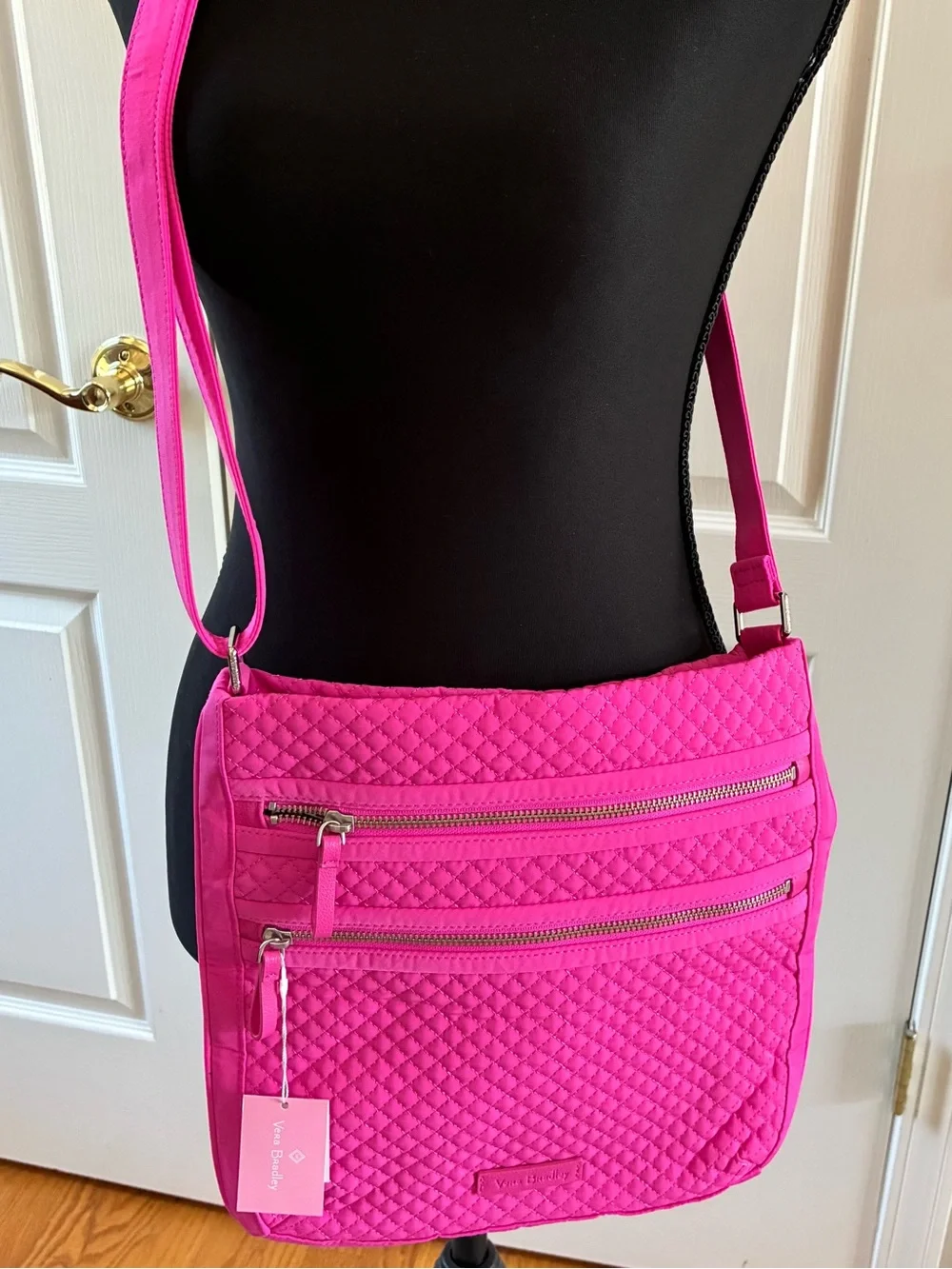 Vera Bradley Quilted Crossbody Bag in Hot Pink